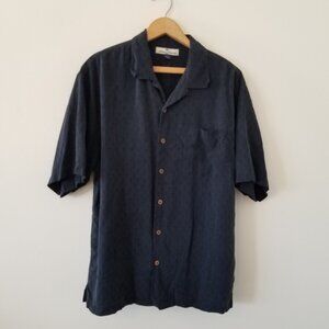 Tommy Bahama Mens 100% Silk Camp Hawaiian Shirt Size M Spring Resort Beach Black
